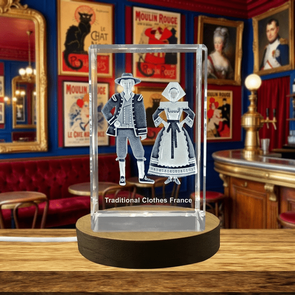 Traditional French Couture Crystal Trophy Award with 3D Engraving