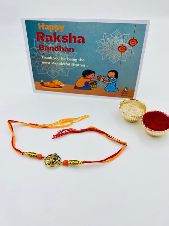 Traditional Ganpati Rakhi Thread Elegant Design for Raksha Bandhan 2025