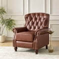 thumbnail image 1 of Traditional Genuine Leather Push Back Wingback Recliner Chair Tufted with Nailhead Trims and Solid Wood Legs for Living Room Brown, 1 of 8