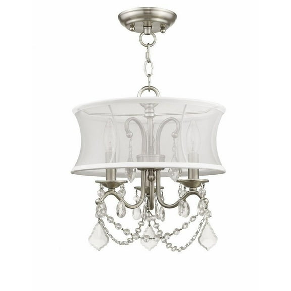 Traditional Glam Three Light Chandelier-Brushed Nickel Finish Bailey Street Home 218-Bel-1653873