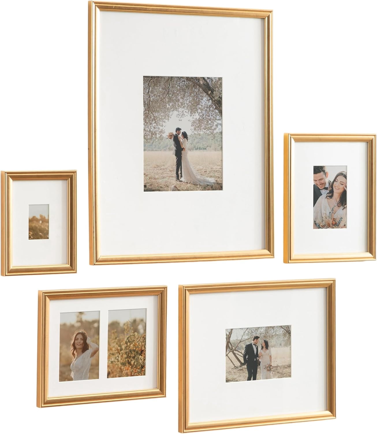 Traditional Gold Picture Frame Set – Set of 5 Varying Sizes, Vintage ...