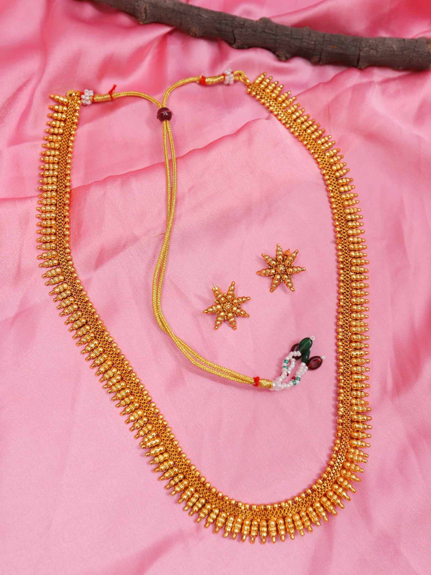 Traditional Gold-Plated Maharani Haar Necklace With Earring South