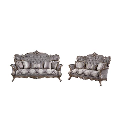 Traditional Gray Fabric Sofa + Loveseat by Acme Elozzol LV00299-2pcs