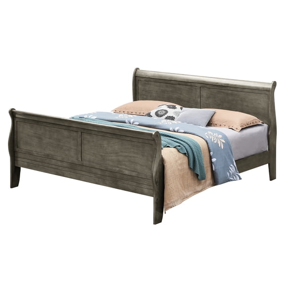 Traditional Gray King Bed For Bedrooms - Construction, Ample Sleeping Area, Simple Assembly, Finish Matches Various Bedroom Characteristics Decor Themes