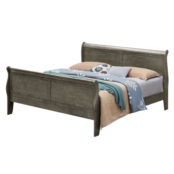 Traditional Gray Queen Bed Frame