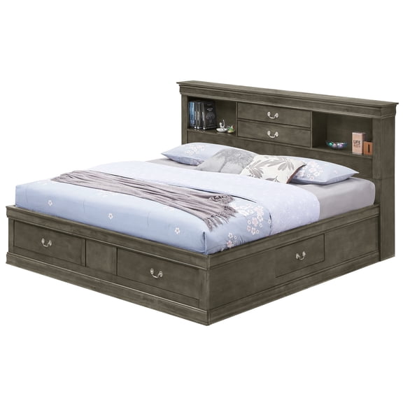 Traditional Gray Queen Storage Bed - 49"h X 67"w 87"d Under For Tidy And Living Structure Look Home Construction Material