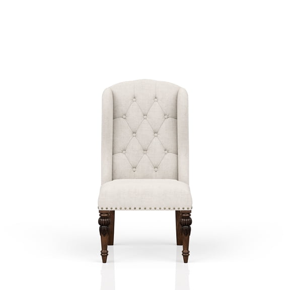 Traditional Gray Upholstered Wing Host Chair For Dining With Wing, Build Feature