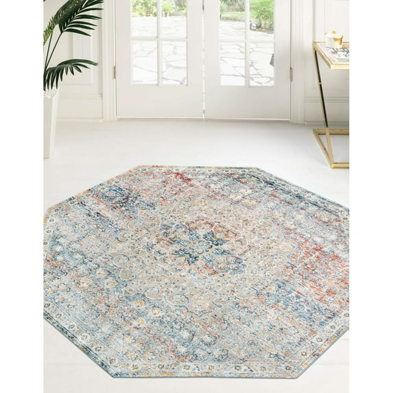Traditional Haifa Collection Area Rug Multi - 4'x4' Octagon