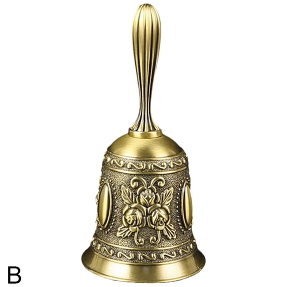 Traditional Hand Bell, Super Loud Solid Brass Gold Hand Call Bell for Ringing at Wedding, Hand Bells, Kids and Adults Game Call Bell, Service Meditation Prayer Pet Feeding and Home Decor