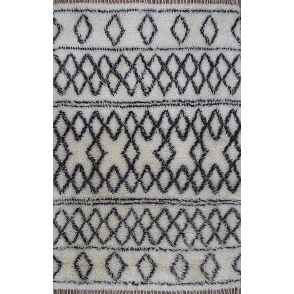 Traditional Hand Made Moroccan Design New Zealand Wool 4x6 Area Rug | TRD172046