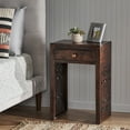 thumbnail image 1 of Traditional Handcrafted End Table with Storage Drawer Wood-Look Mango Wood Living Room Bedroom Compact 18x13x27.25 Inches Sophisticated Design, 1 of 9