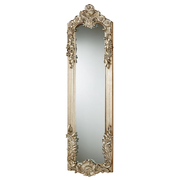 Traditional Handcrafted Gadsen Wall Mirror | Ornate Scroll Classic Flowers | Platinum | Vertical