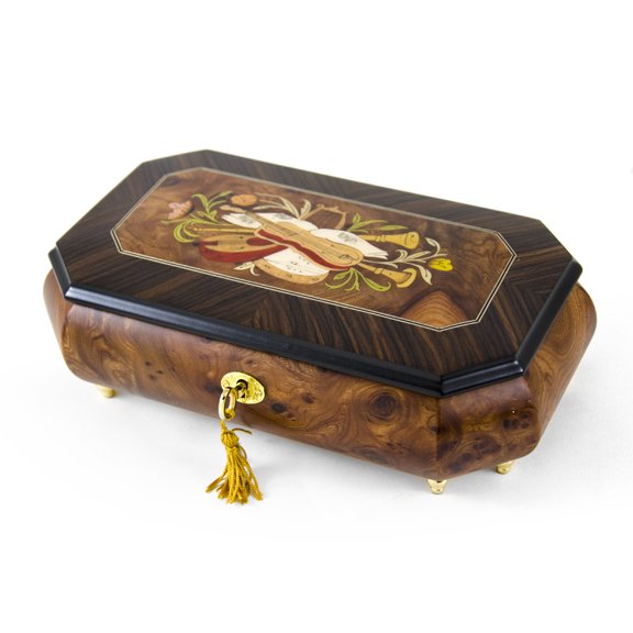 Traditional Handmade Cut-Corner Music Box with Musical Theme Inlay - Strangers in the Night