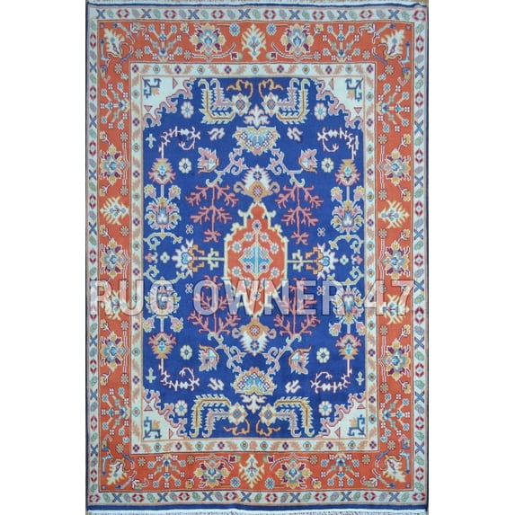 Traditional Handmade Serapi Wool Area Rug 8X10 Wool Area Rug Blue, Rust,