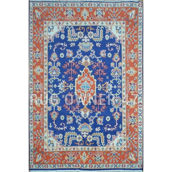Traditional Handmade Serapi Wool Area Rug 8X10 Wool Area Rug Blue, Rust,
