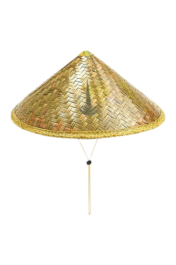 Traditional Handwoven Rattan Hat For Kids With Artistic Patterns 36cm Wide Sun Rain Protective Outdoor Activities