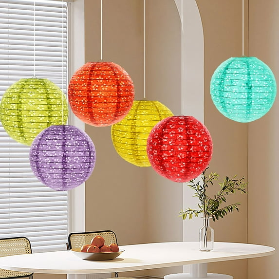 Traditional Hollow Paper Lanterns Decorative Hanging Lights Chinese Folk Art Craft for Wedding Party Home Ceiling Decoration Indoor Outdoor Festival Celebration Single Pack