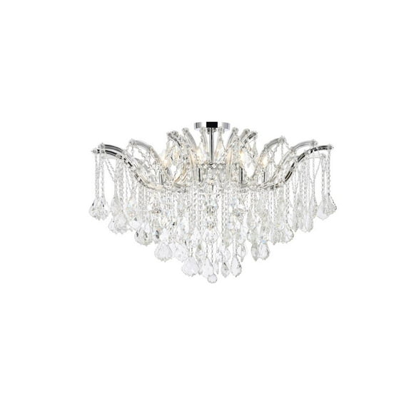 Traditional Home Decorative Steel Maria Theresa 8 Light Chrome Flush Mount Clear Royal Cut Crystal