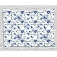 thumbnail image 1 of Traditional House Decor Tapestry, Asian Japanese Ink Paint with Flourishing Flower Patterns Oriental Decor, Wall Hanging for Bedroom Living Room Dorm Decor, 80W X 60L Inches, Blue, by Ambesonne, 1 of 2