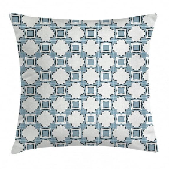 Traditional House Decor Throw Pillow Cushion Cover, Authentic Portuguese Style Geometric Detailed Abstract Home Decor, Decorative Square Accent Pillow Case, 20 X 20 Inches, Blue White, by Ambesonne