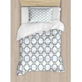 thumbnail image 1 of Traditional House Decor Twin Size Duvet Cover Set, Bound Medieval Tiles Pattern Renaissance for Interior and Exterior, Decorative 2 Piece Bedding Set with 1 Pillow Sham, Blue Orange, by Ambesonne, 1 of 3