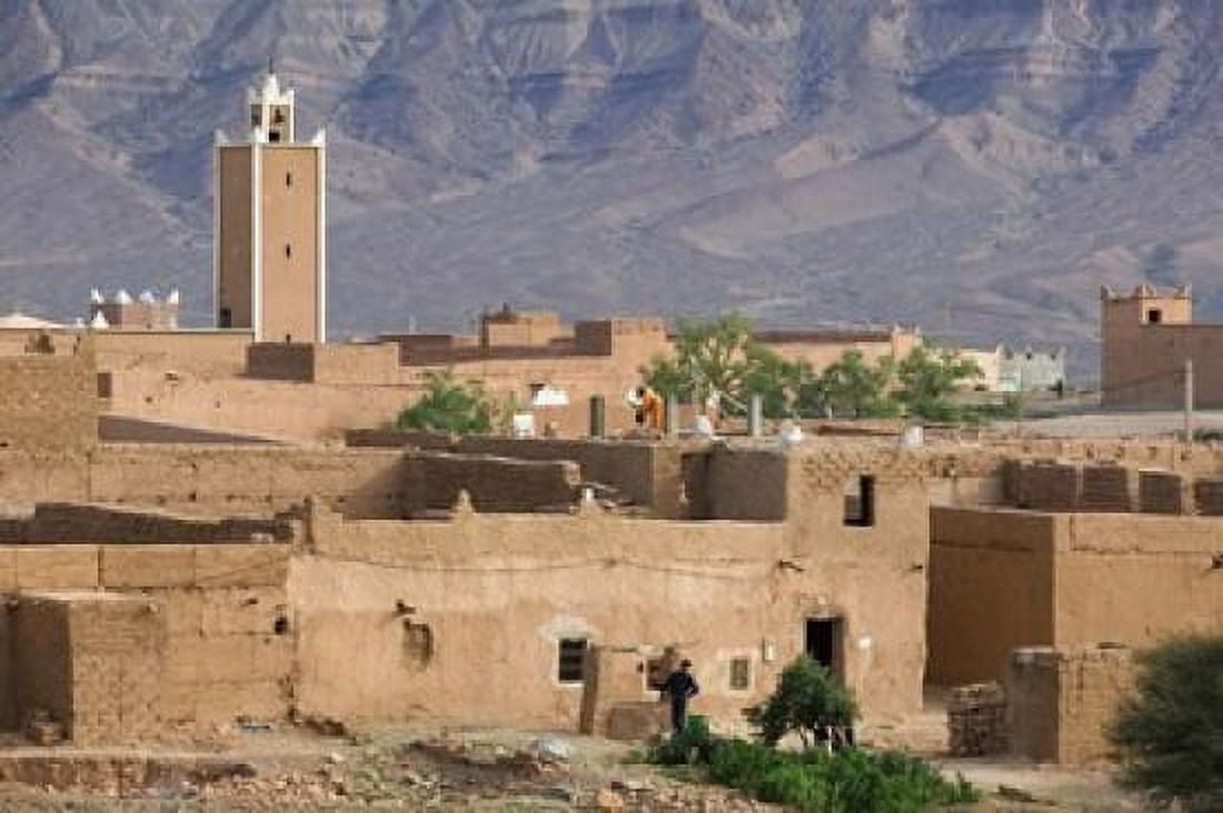 Traditional Houses Outside Zagora Draa Valley Morocco Canvas Art - Walter Bibikow DanitaDelimont (34 x 23)