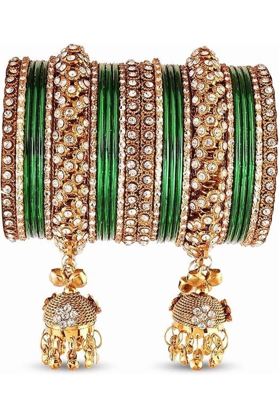 Traditional Indian Bangle Set for Women | Ethnic Metal Bangle Bracelets | Handmade Filigree Jewelry | Wedding & Festival Bangles | Gold Plated Rhinestone Bangles | Designer Bridal Accessories
