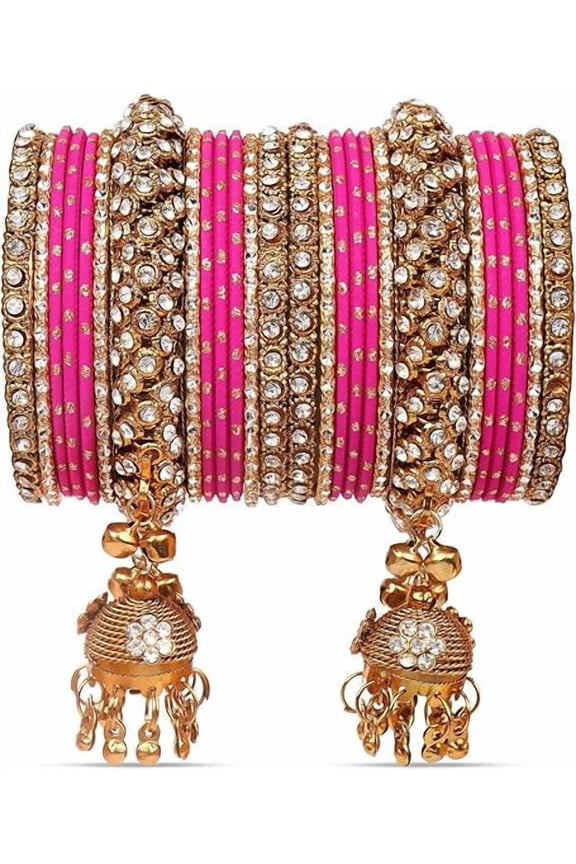 Traditional Indian Bangle Set for Women | Gold Plated Ethnic Metal Bangles | Handmade Filigree Bridal Jewelry (2.6)