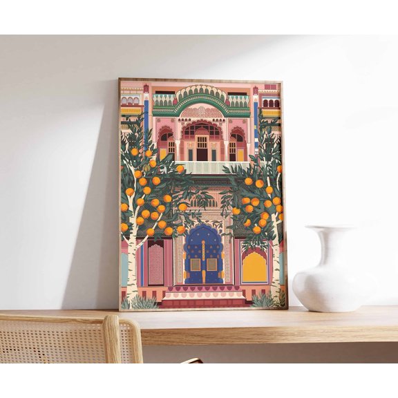 Traditional Indian Floral Pichwai Art Poster Unframed Paper Print
