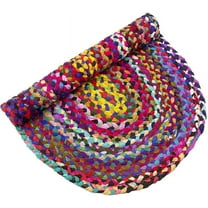 Traditional Indian Hand Woven Chindi Cotton Rug, Handmade Cotton Fabric Braided Decorative Floor Doorway Multi Color Mat Various Sizes