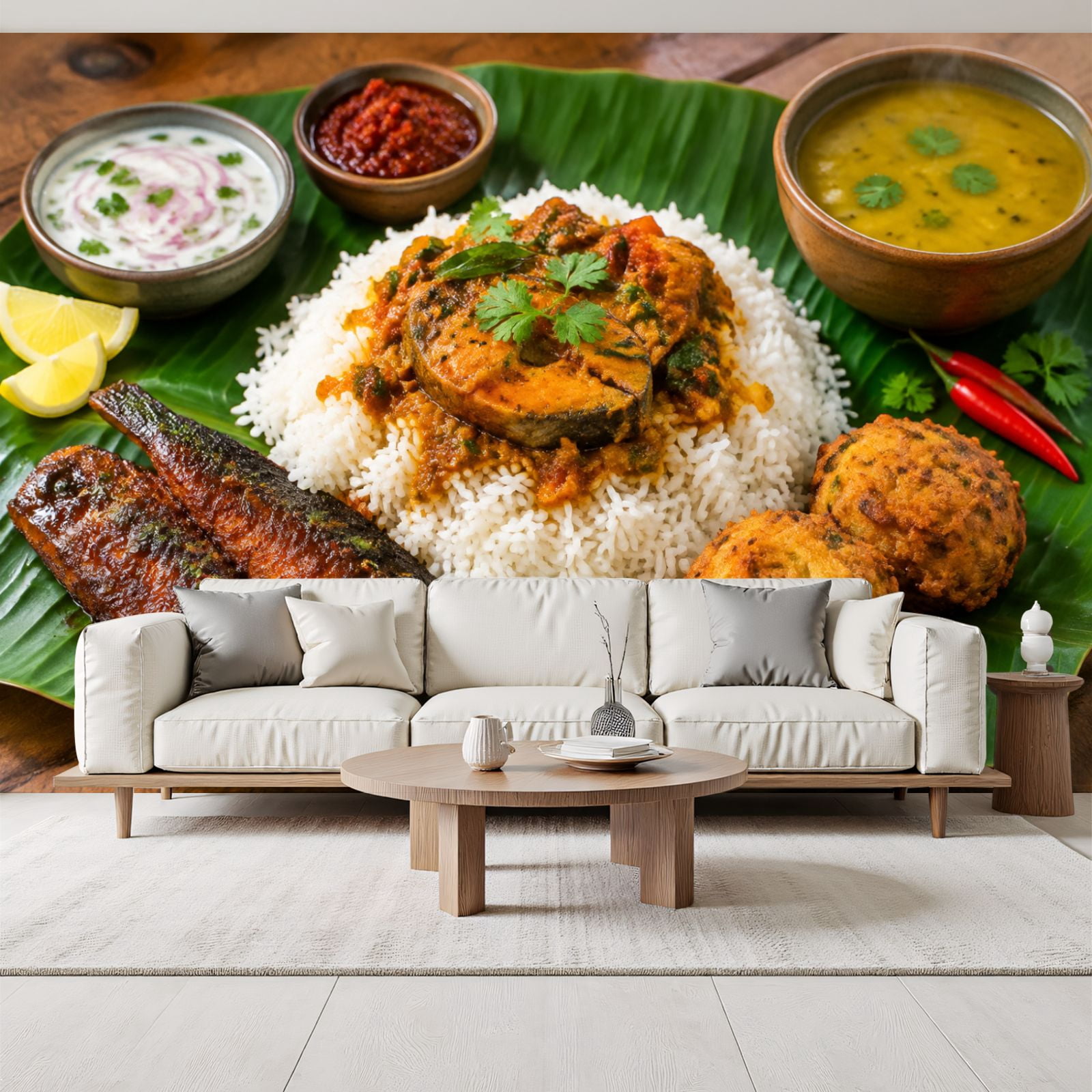 Traditional Indian Meal Rice Wallpaper Fish Curry Banana Leaf culinary ...