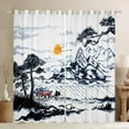 thumbnail image 1 of Traditional Ink Painting Blackout Curtains Japanese Style Curtains, Rustic Lodge Cabin Curtains & Drapes Country Sunset Scene Living Room Curtains, Nature Mountain Pine Tree Window Curtains, 1 of 6
