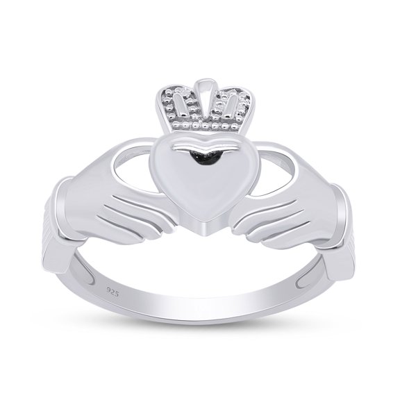 Traditional Irish Caddagh Celtic Knot Band Ring For Womens In 14K White Gold Plated 925 Sterling Silver Size 4