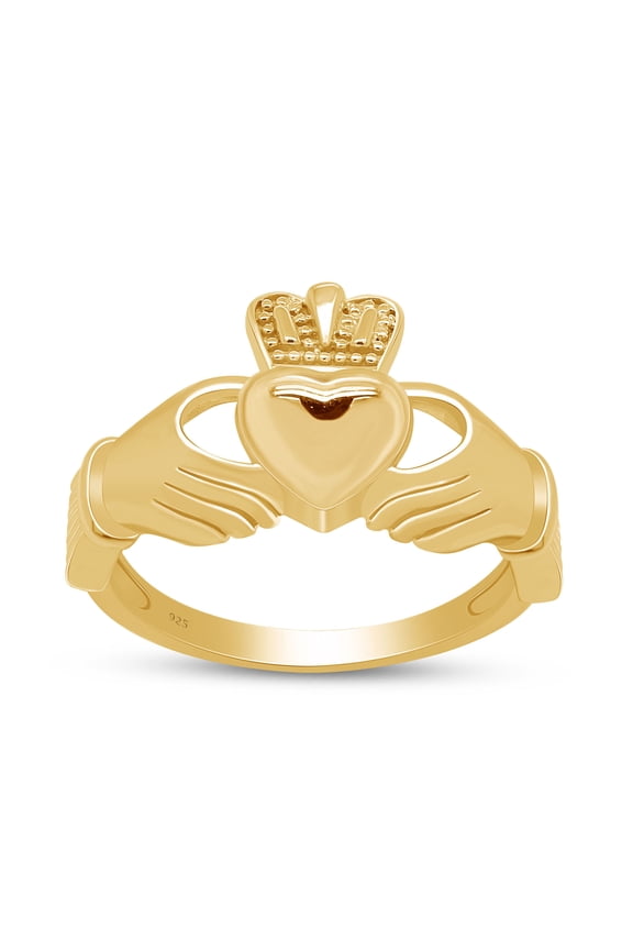 Traditional Irish Caddagh Celtic Knot Band Ring For Womens In 14K Yellow Gold Plated 925 Sterling Silver Size 7