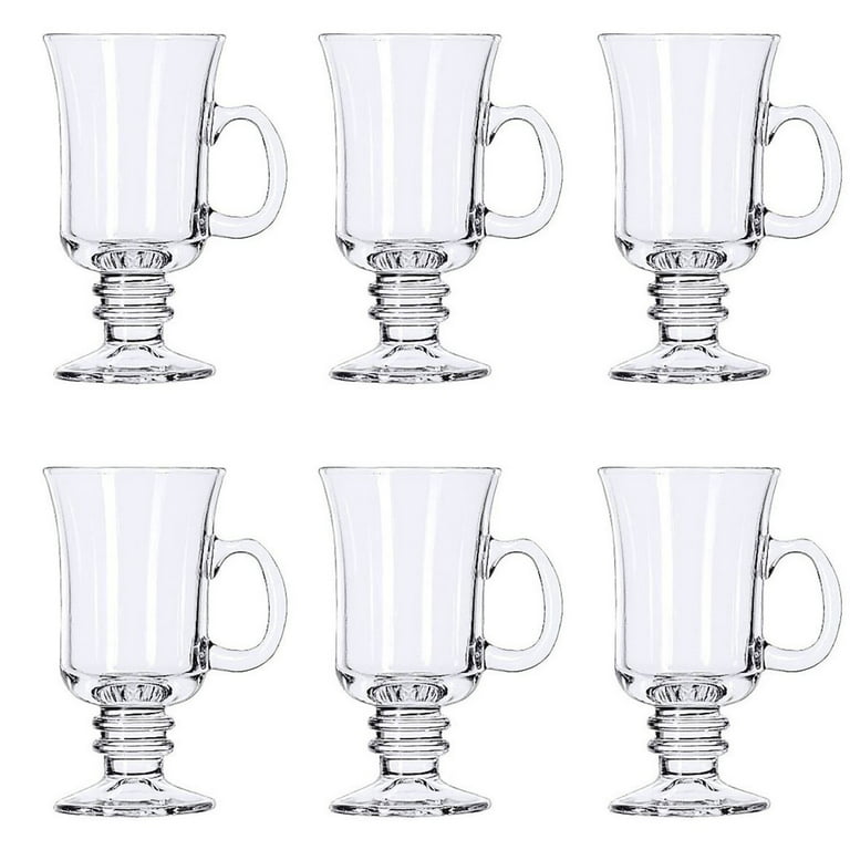 Classic Glass Irish Coffee Mug Set, Durable 8oz Mugs