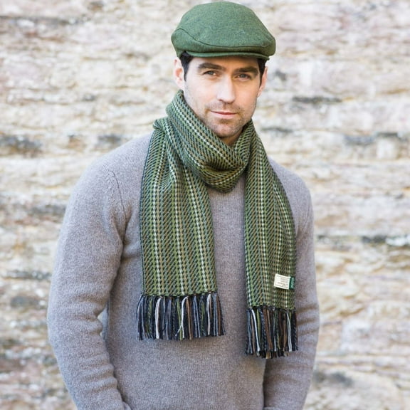 Traditional Irish Fisherman Scarf For Men, Green- One Size by Mucros Weavers