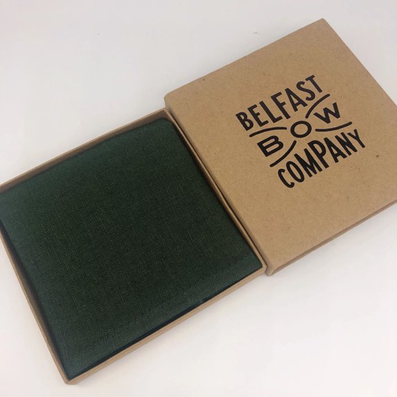 Traditional Irish Linen Green Pocket Square For Men, Made By Belfast Bow Company
