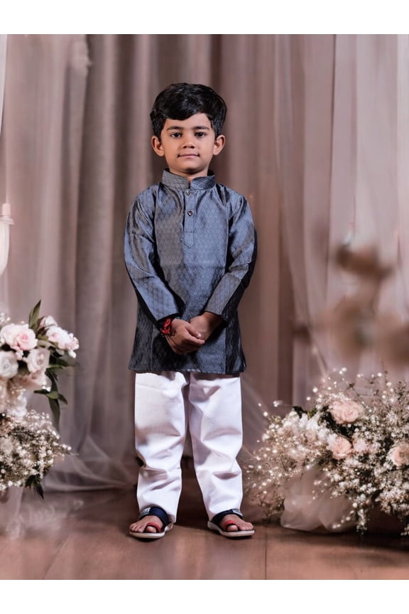 Traditional Jacquard Kids Kurta Pajama Set, Cultural Wear