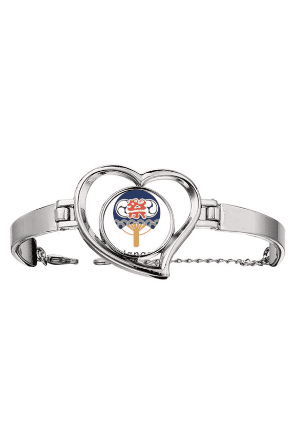 Traditional Japanese Culture Paper Fan Bracelet Heart Jewelry Wire Bangle