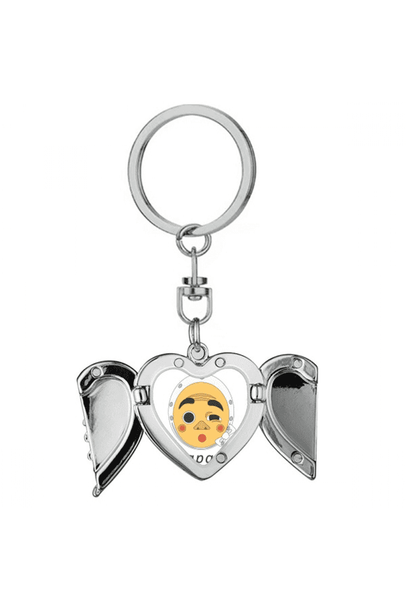 Traditional Japanese Funny Guy Head Heart Angel Wing Key Chain Holder