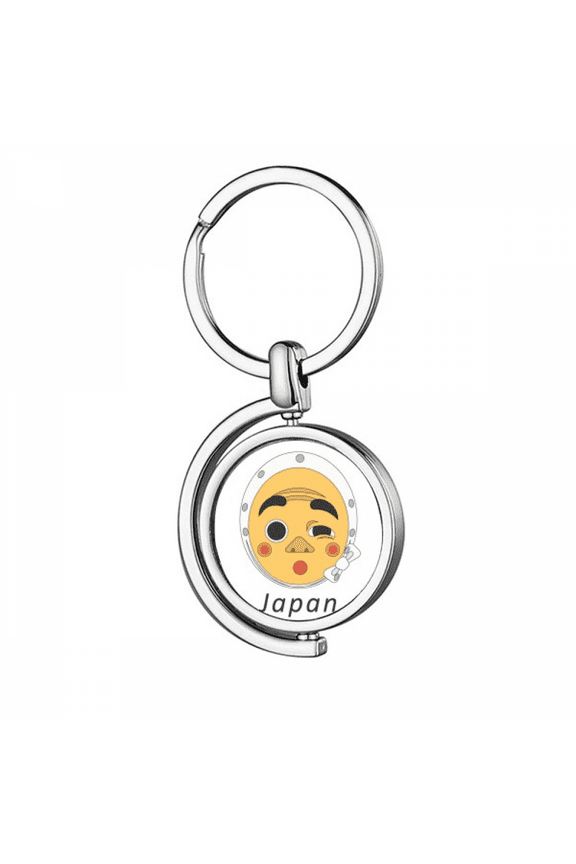 Traditional Japanese Funny Guy Head Rotating Keychain Metal Keyring Holder