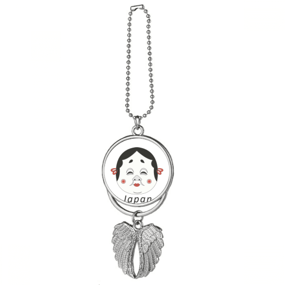 Traditional Japanese Funny woman Head Silver Wing Car Pendant