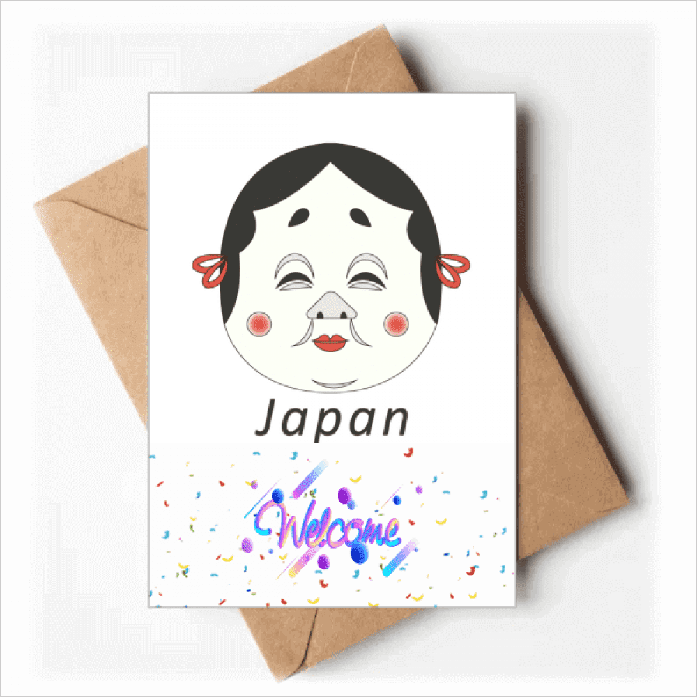 Traditional Japanese Funny woman Head Welcome Back Greeting Cards Envelopes Blank