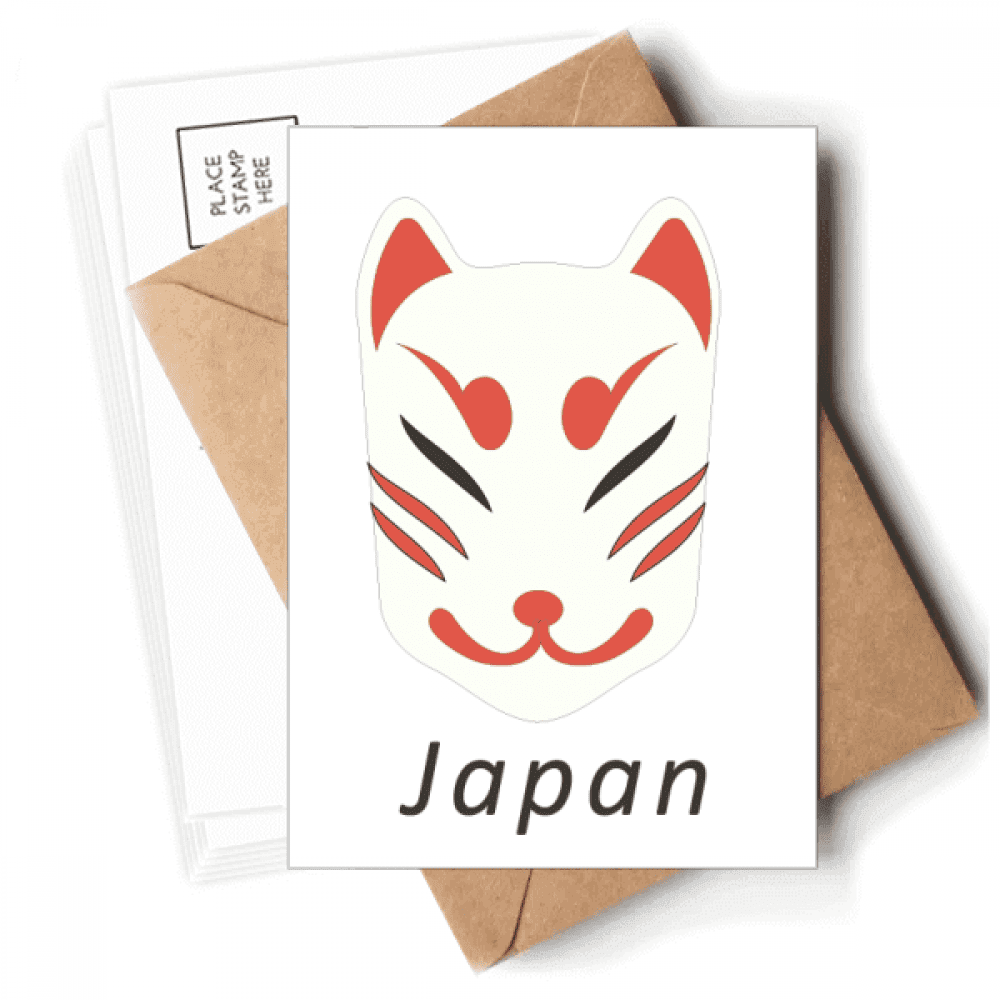 Traditional Japanese Local Fox Head Postcards Envelopes Blank Note Cards Mailing