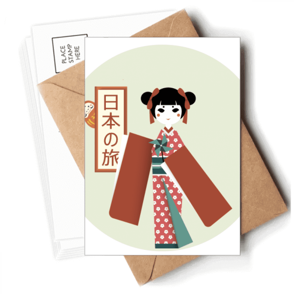Traditional Japanese Local Girl Postcards Envelopes Blank Note Cards Mailing