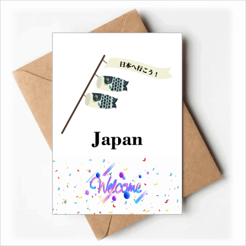 Traditional Japanese Lucky Koinobori Welcome Back Greeting Cards Envelopes Blank