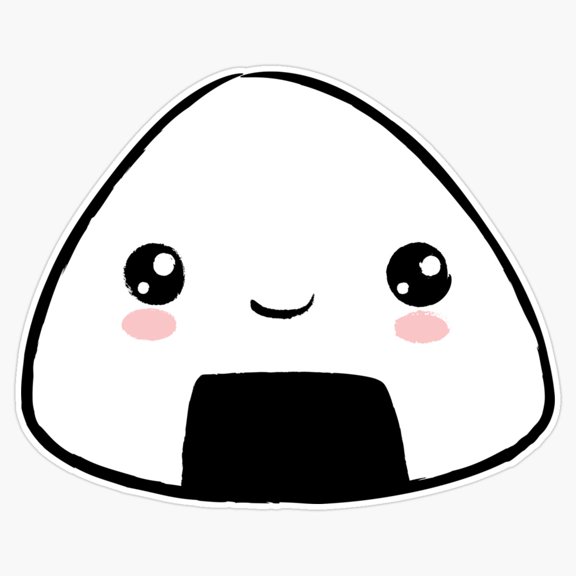 Traditional Japanese Onigiri Rice Ball Smiling Kawaii Triangle Seaweed Snack Decal For Kids Bottle Sticker