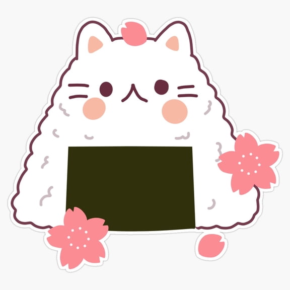 Traditional Japanese Onigiri Triangle Rice Ball Seaweed Wrap Plain Snack Icon Decal For Hydroflask Sticker