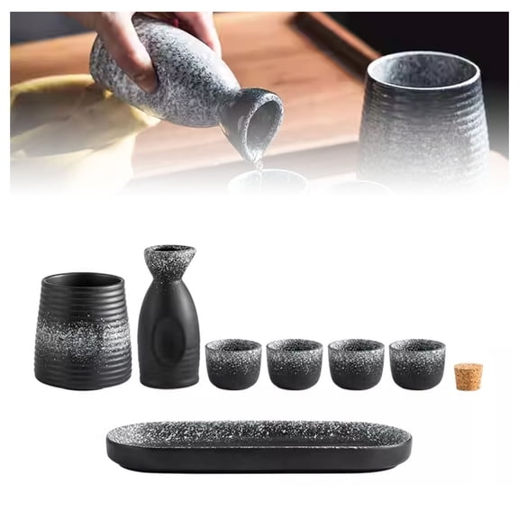 Traditional Japanese Sake Set, Ceramic Sake Cup Warm Pot Sake Bottle for Hot Sake,Decor Sake Serving Sets for Home or Restaurant Dining