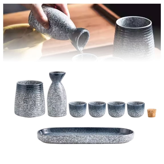 Traditional Japanese Sake Set, Ceramic Sake Cup Warm Pot Sake Bottle for Hot Sake,Decor Sake Serving Sets for Home or Restaurant Dining